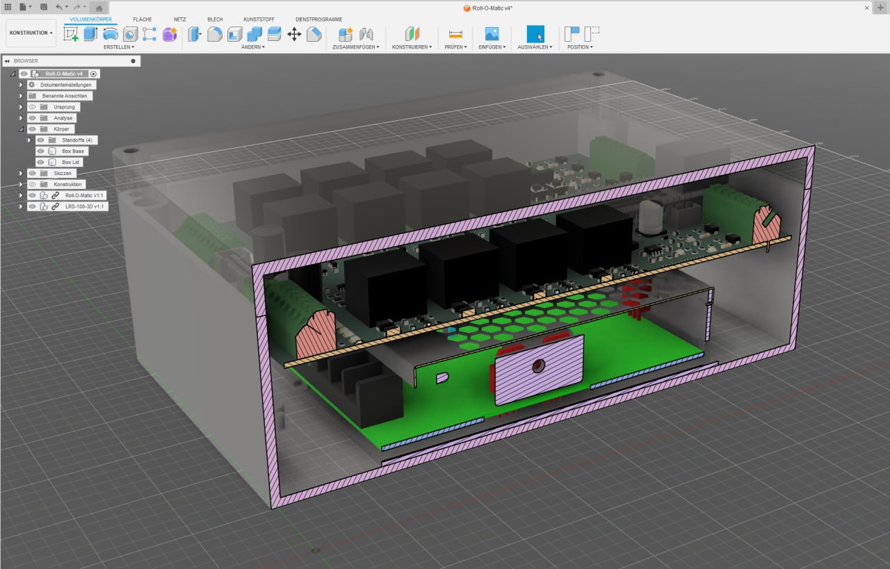 Roll-O-Matic 3D-Ansicht mit Netzteil