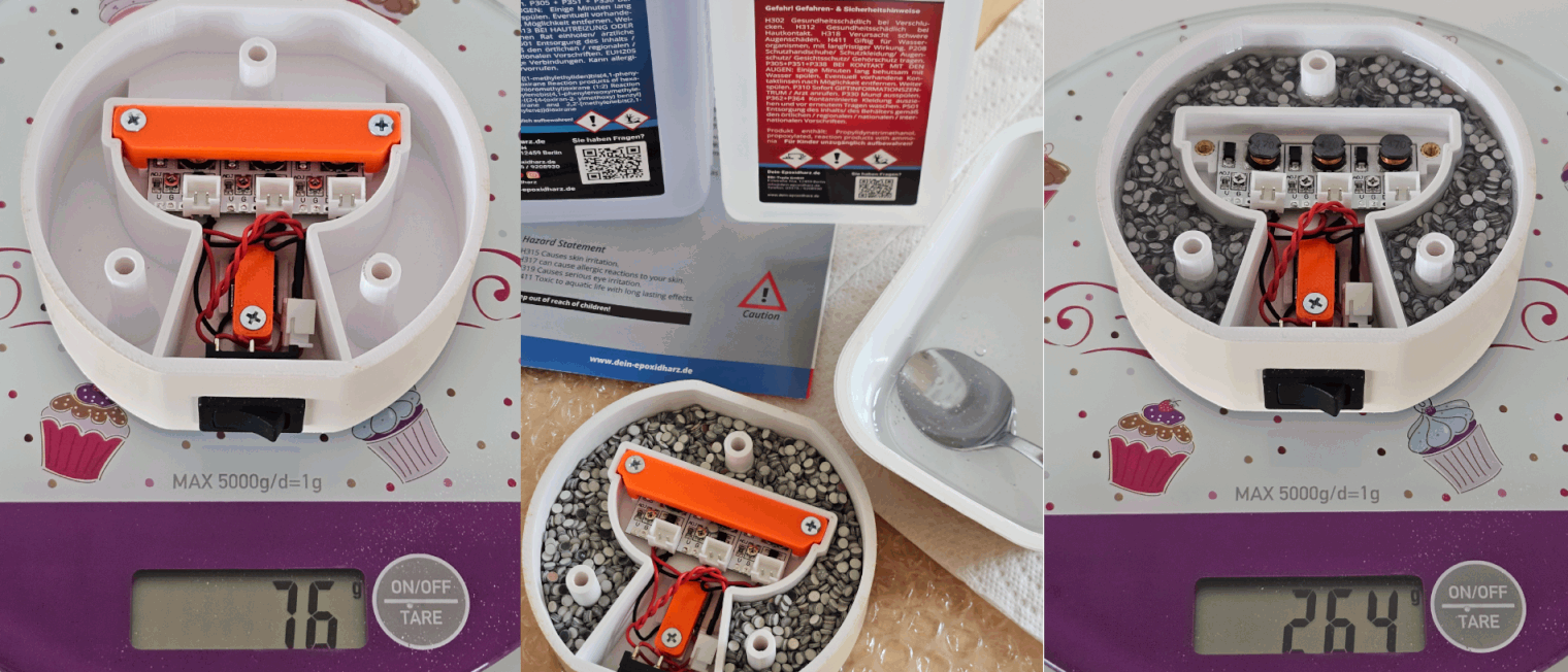 Beschwerung von 76 auf 264g